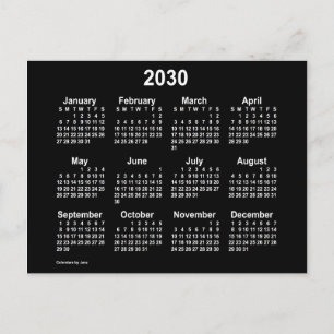 2030 Neonweißer Mini-Kalender von Janz Postkarte