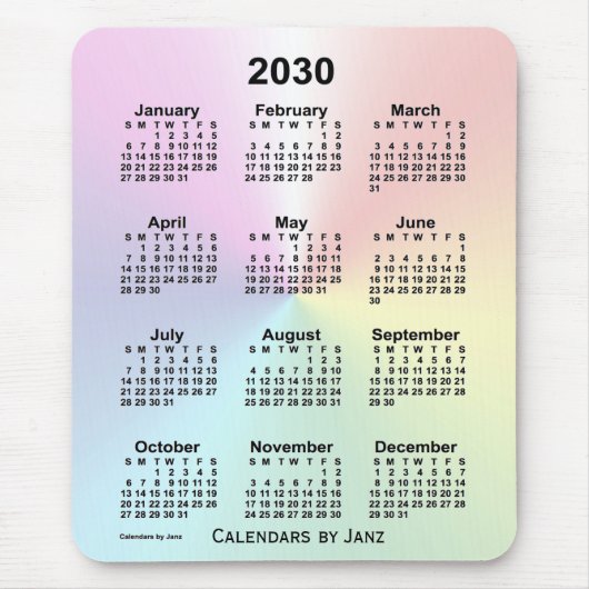2030 Rainbow Cloud Calendar by Janz Mousepad (Vorne)