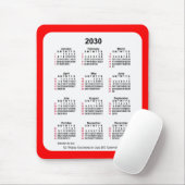 2030 Red 52 Weeks ISO Kalender von Janz Two Tone Mousepad (Mit Mouse)