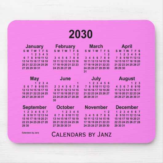 2030 Violet Calendar von Janz Mouse Pad Mousepad (Vorne)