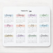 2030 VOLLES JAHR KALENDER PASTEL HANDSCHRIFTLICHE MOUSEPAD (Vorne)