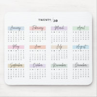 2030 VOLLES JAHR KALENDER PASTEL HANDSCHRIFTLICHE