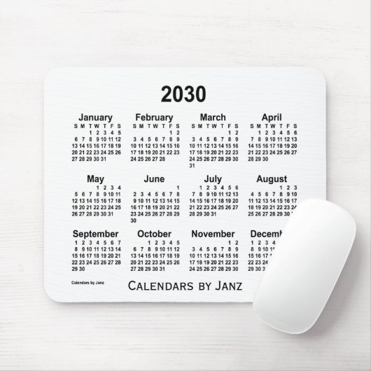 2030 Weißkalender von Janz Mouse Pad Mousepad (Mit Mouse)