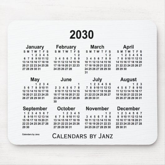 2030 Weißkalender von Janz Mouse Pad Mousepad (Vorne)
