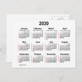 2030 White 52 Weeks Mini Calendar by Janz Postkarte (Vorne/Hinten)