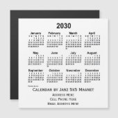 2030 White Business Calendar von Janz 5x5 Magnet (Vorne/Hinten)