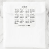 2030 White Calendar by Janz Square Sticker (Tasche)