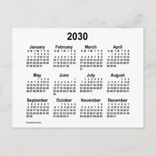 2030 White Mini Calendar von Janz Postkarte