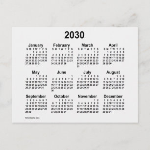 2030 White Smoke Mini Calendar von Janz Postkarte