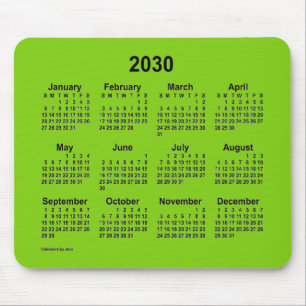 2030 Yellow Green Calendar von Janz Mouse Pad Mousepad
