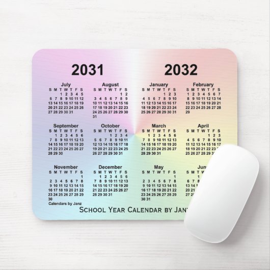 2031-2032 Rainbow Cloud School Calendar by Janz Mousepad (Mit Mouse)