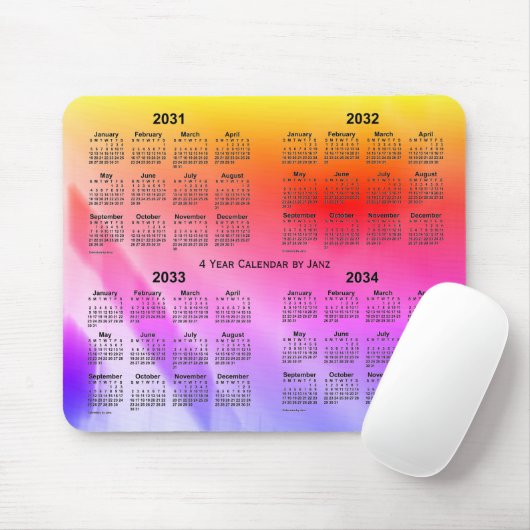 2031-2034 Rainbow Shadows 4 Year Calendar by Janz Mousepad (Mit Mouse)