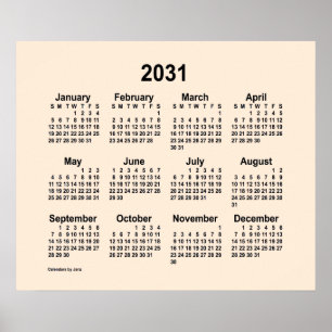 2031 Antik-Weiß-Kalender von Janz Print Poster