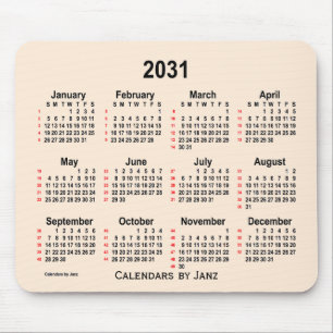 2031 Antique White 52 Weeks Kalender von Janz Mousepad