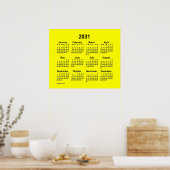 2031 Gelber Kalender von Janz Print Poster (Küche)