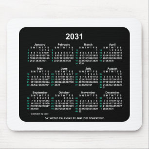 2031 Neon 52 Weeks ISO Kalender von Janz Two Tone Mousepad