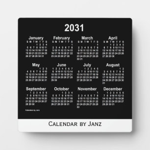 2031 Neon White Desk Kalender von Janz Fotoplatte
