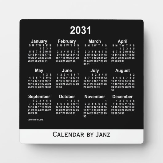 2031 Neon White Desk Kalender von Janz Fotoplatte (Vorderseite)