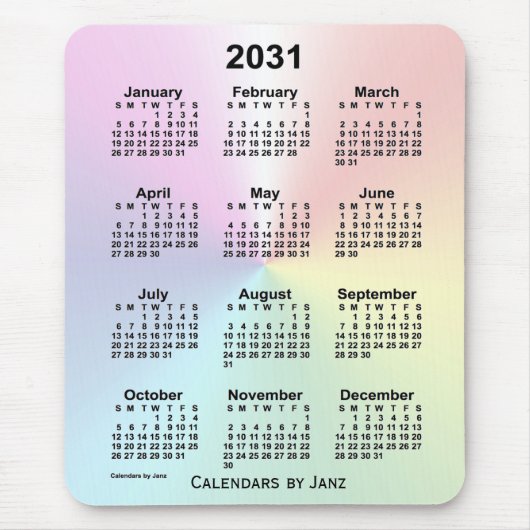 2031 Rainbow Cloud Calendar von Janz Mouse Pad Mousepad (Vorne)
