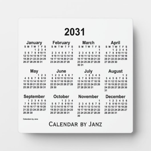 2031 Weißbuch-Kalender von Janz Fotoplatte (Vorderseite)