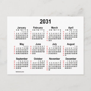 2031 Weiße 52-Wochen-Mini-Kalender von Janz Postkarte