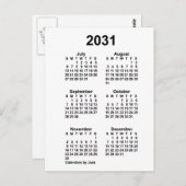 2031 Weißer 6-monatiger Mini-Kalender von Janz Postkarte (Vorne/Hinten)