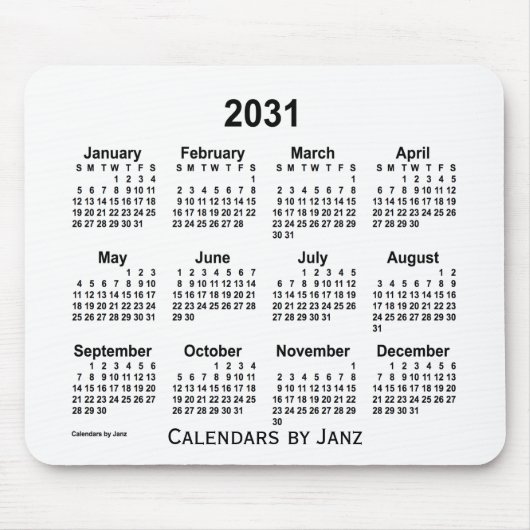 2031 Weißkalender von Janz Mouse Pad Mousepad (Vorne)