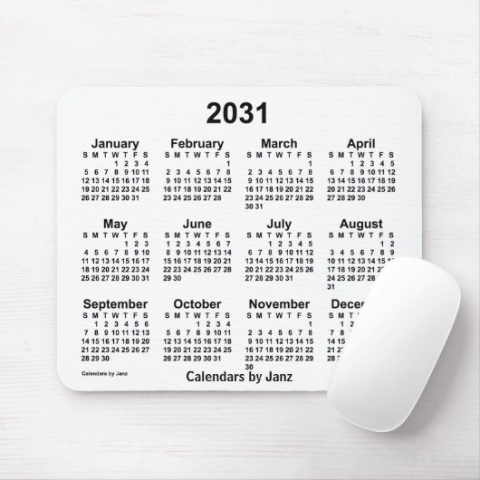 2031 Weißkalender von Janz Mouse Pad Mousepad (Mit Mouse)