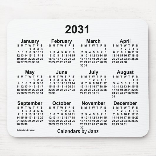 2031 Weißkalender von Janz Mouse Pad Mousepad (Vorne)