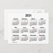 2031 White 52 Weeks Mini Calendar by Janz Postkarte (Vorne/Hinten)