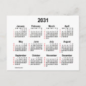 2031 White 52 Weeks Mini Calendar by Janz Postkarte (Vorderseite)