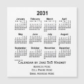 2031 White Business Calendar von Janz 5x5 Magnet (Vorderseite)