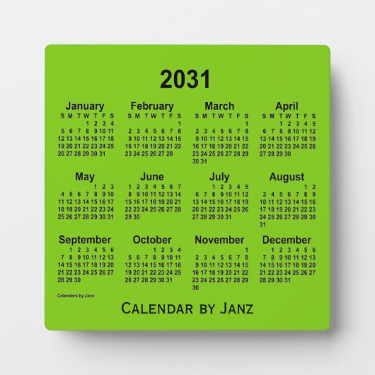 2031 Yellow Green Desk Calendar von Janz Fotoplatte (Vorderseite)