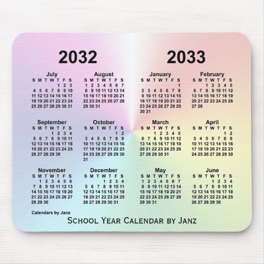 2032-2033 Rainbow Cloud School Calendar by Janz Mousepad (Vorne)