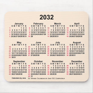 2032 Antik White 52 Weeks ISO Kalender von Janz Mousepad