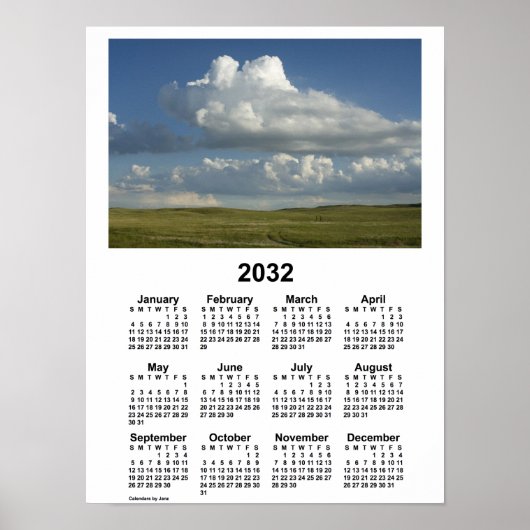 2032 Nebraska Sandhills Calendar von Janz Poster (Vorne)