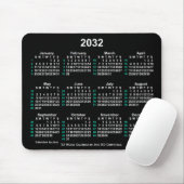 2032 Neon White 52 Weeks ISO Calendar by Janz Mousepad (Mit Mouse)