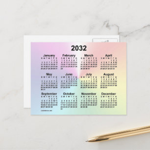 2032 Rainbow Cloud Mini Calendar von Janz Postkarte