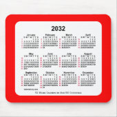 2032 Red 52 Weeks ISO Kalender von Janz Two Tone Mousepad (Vorne)