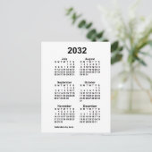 2032 Weißer 6-monatiger Mini-Kalender von Janz Postkarte (Stehend Vorderseite)