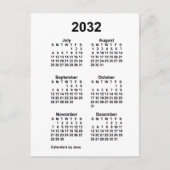 2032 Weißer 6-monatiger Mini-Kalender von Janz Postkarte (Vorderseite)