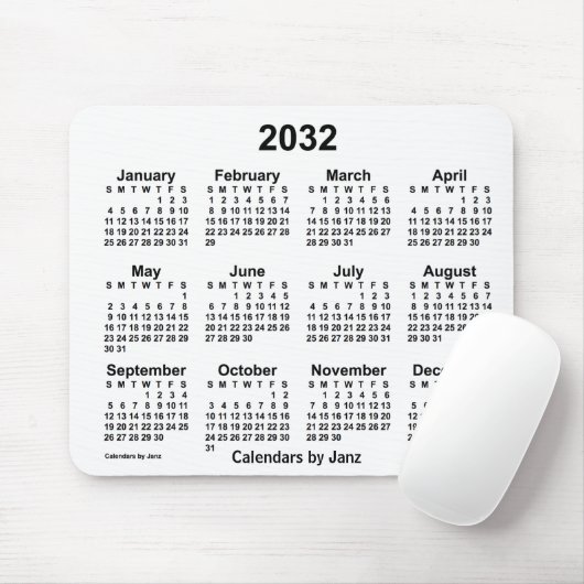 2032 Weißkalender von Janz Mouse Pad Mousepad (Mit Mouse)