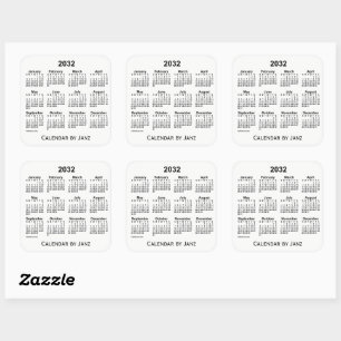 2032 Weißkalender von Janz Square Sticker