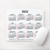 2032 White 52 Weeks ISO Calendar by Janz Mousepad (Mit Mouse)