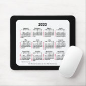 2033 Black 52 Weeks ISO Kalender von Janz Two Tone Mousepad (Mit Mouse)