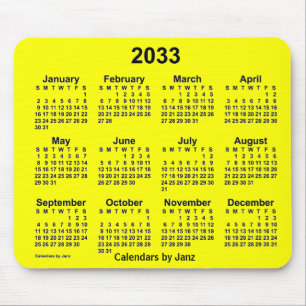2033 Gelber Kalender von Janz Mouse Pad Mousepad