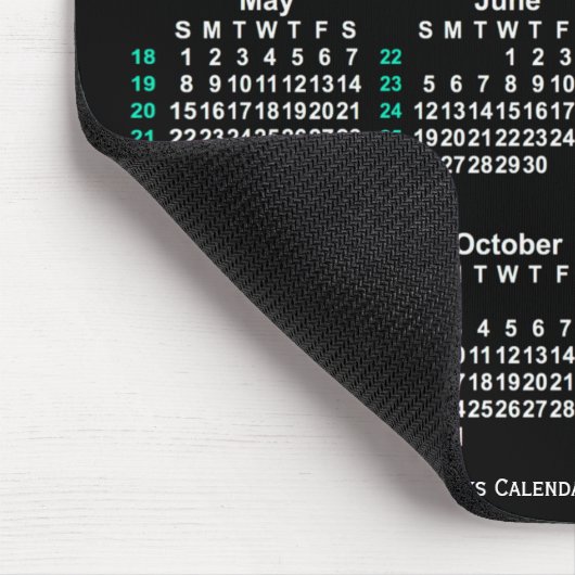 2033 Neon White 52 Weeks ISO Calendar by Janz Mousepad (Ecke)