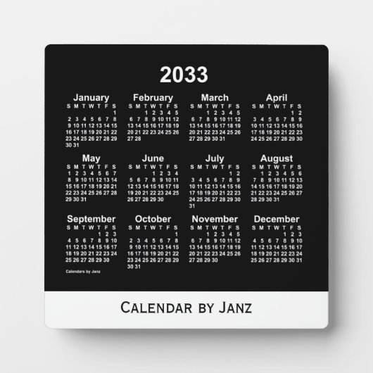 2033 Neon White Desk Kalender von Janz Fotoplatte (Vorderseite)