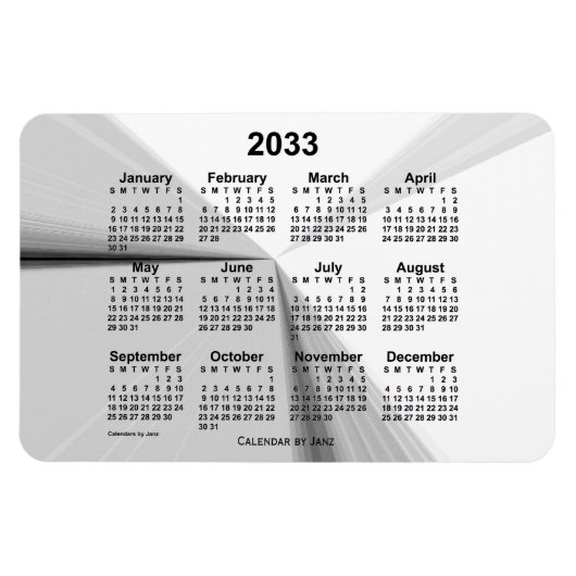 2033 Raucherkalender von Janz 4x6 Magnet (Horizontal)