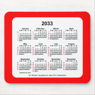 2033 Red 52 Weeks ISO Kalender von Janz Two Tone Mousepad